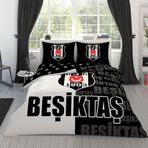 Taç Beşiktaş Lisanslı Parçalı Logo Baskılı%100 Pamuk Nevresim Takımı, Çok Renkli, Çift Kişilik (Nevresim: 200x220 cm/Lastikli Çarşaf: 160x200 cm / 2 Adet Yastık Kılıfı: 50x70 cm)