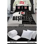 Taç Beşiktaş Parçalı Logo Çift Kişilik 7 Parça Yatak Seti - Nevresim Takımı + Yorgan + 2'li Yastık Siyah
