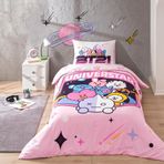 Taç Bt21 Universtar Lisanslı Karakter Baskılı%100 Pamuk Nevresim Takımı, Çok Renkli, Tek Kişilik (Nevresim: 160x220 cm/Lastikli Çarşaf: 100x200 cm / 1 Adet Yastık Kılıfı: 50x70 cm)