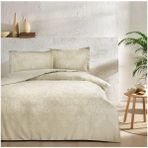 Taç Çift Kişilik Saten Nevresim Takımı Herta Bej - 200 x 220 cm - Acı Kahve