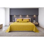 TAÇ Çift Kişilik Saten Yatak Örtüsü Battal Boy Gold V06 270x280 cm 2 Adet Yastık Kılıfı 50x70 cm 1 Adet Süs Yastığı 80 cm Jakar Saten Kumaş