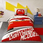 Taç Disney Cars Lightning Lisanslı Karakter Baskılı%100 Pamuk Nevresim Takımı, Çok Renkli, Tek Kişilik (Nevresim: 160x220 cm/Lastikli Çarşaf: 100x200 cm / 1 Adet Yastık Kılıfı: 50x70 cm)
