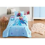 TAÇ Disney Frozen Flower Power CPP Standart Pamuk-Polyester Nevresim Takımı, Mavi, Tek Kişilik