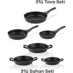 Taç Elite Yumurta Sahanı Tava Seti 6 Parça Döküm Siyah 28 cm Ebatlı Mutfak Gereçleri