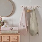 Taç Floret Çiçek Desenli%60 Pamuk%40 Viskoz Hamam Seti, Somon, 2 Adet 70x150 cm Havlu, 2 Adet 50x90 cm Havlu