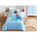 Taç Frozen Flower Power Cpp Standart Pamuk-Polyester Nevresim Takımı, Mavi, Tek Kişilik