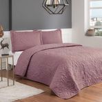 Taç Gala Kendinden Desenli%100 Polyester Yatak Örtüsü Seti, Pembe, Tek Kişilik