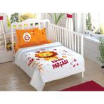 Taç Galatasaray Lisanslı Yavru Aslan Logo Baskılı%100 Pamuk Bebek Pike Takımı, Sarı-Kırmızı, Bebek