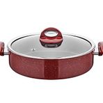 Taç Granit 26 cm 3.4 mm Yapışmaz Petek Doku Cam Kapak Basık Tencere