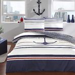 Taç Harbor Ranforce Marin Desenli %100 Pamuk Lacivert Çift Kişilik Nevresim Takımı