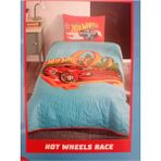 Taç Hot Wheels Race Tek Kişilik Yatak Örtüsü - Mavi - 160 x 230 cm