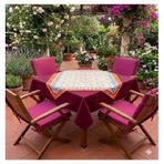 Taç Kristal Garden Set Bahçe Minder Takımı Bordo 4 Adet Minder 90x90 cm Runner 160x160 cm Masa Örtüsü