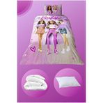 Taç Lisanslı Barbi Shine Tek Kişilik Çocuk Nevresim Takımı + Yorgan + Yastık Mor