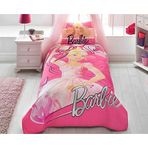 Taç Lisanslı Barbie Pembe Tek Kişilik Yatak Örtüsü