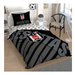 Taç Lisanslı Beşiktaş Siyah Logo Pamuk Tek Kişilik Nevresim Takımı