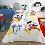 Taç Lisanslı Disney Mickey Happy Tek Kişilik Pike Takımı - Renkli - 160 X 230