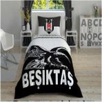 Taç Lisanslı Dört Mevsim Set Beşiktaş Kartal - 120 x 200 cm - Açık Mavi - Gri
