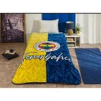 Taç Lisanslı Fenerbahçe Klasik Tek Kişilik Battaniye - 160 x 220 cm - Lacivert - Sarı