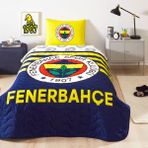 Taç Lisanslı Fenerbahçe Stripe Tek Kişilik Yatak Örtüsü Seti - Lacivert - 160 x 220 cm
