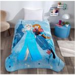 Taç lisanslı frozen flower power tek kişilik battaniye - 160 x 220 cm - Mavi
