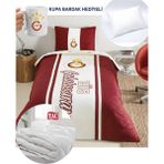 Taç Lisanslı Galatasaray 1905 Glow Tek Kişilik Pamuk Nevresim Takımı Yorgan Yastık - Sarı - Kırmızı