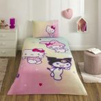 Taç Lisanslı Hello Kitty & Friends Pamuk Tek Kişilik Nevresim Takımı - Pembe - 160 x 220 cm