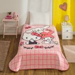 Taç Lisanslı Hello Kitty Friends Tek Kişilik Battaniye - 160 x 220 cm - Pembe