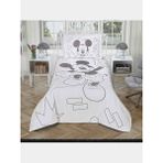Taç Lisanslı Jakar Yatak Örtüsü Mickey Enjoy Tek Kişilik - Beyaz - 180 x 240 cm