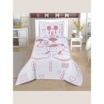 Taç Lisanslı Jakar Yatak Örtüsü Mickey Mouse Tek Kişilik - Beyaz - 180 x 240 cm