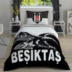Taç Lisanslı Kapitoneli Nevresim Takımı Beşiktaş Kartal Tek Kişilik - 160 x 200 cm - Siyah - Beyaz