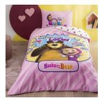 Taç Lisanslı Masha & The Bear Super Cute Pamuk Tek Kişilik Nevresim Takımı