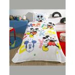 Taç Lisanslı Pike Takımı Mickey Mouse Happy Tek Kişilik - Renkli