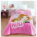 Taç Lisanslı Tek Kişilik Çocuk Battaniye (160X220)-Winx Girl Club Pembe