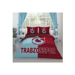Tac Lisansli Trabzonspor Parcali Logo Cift Kisilik Pamuk Nevresim Takimi