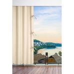 Taç Lüks Bej Gabardin Sık Dokuma Su Geçirmez Kornişli Bağcıklı Balkon Perdesi Branda - 220 x 240 cm