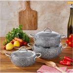 Taç Luna 3'Lü Güveç Set Gri -3527