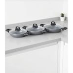Taç Master Ceramica Cam Kapaklı Seramik Sahan Seti 6 Parça - Gri