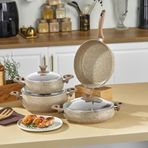 Taç Mastercook Tombik 7 Parça Granit Tencere Seti Cappuccino