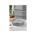 Taç Metal Saplı Ultra Granit Basık Tencere 40 cm Gri Renkli Dayanıklı Granit Kaplama (Hacim :12 lt )