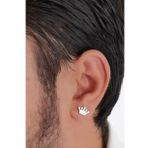 Taç Model Gümüş Erkek Küpe