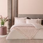 Taç Odette Yatak Örtülü Çift Kişilik Nevresim Seti Pudra - 200 x 220 cm