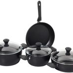 TAÇ Pierre Cardin 1500023290 7 Parça Diamond Cook Graniks Tencere Seti, Siyah