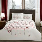 Taç Ranforce Glowlu Çift Kişilik Nevresim Takımı-Romenta Kırmızı - 200 x 220 cm - Beyaz