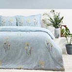 Taç Reborn Organik Pamuk Çift Kişilik Saten Nevresim Takımı Lillian - 200 x 220 cm - Açık Mavi