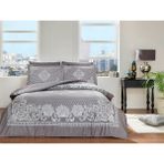 Taç Saten Delüx Çift Kişilik Nevresim Takımı - Vizon - Gri - 200 x 220 cm