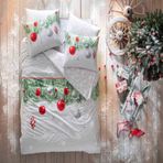 Taç Snowflake Desenli %100 Pamuk Yeşil Çift Kişilik Nevresim Takımı