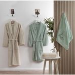 Taç Spring Çiçek Desenli%60 Pamuk -%40 Bambu Aile Seti - XL - Lacivert