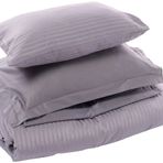 Taç Stripe Çizgili%100 Pamuk Nevresim Takımı, Antrasit, King Size