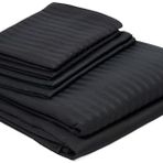 Taç Stripe Çizgili%100 Pamuk Nevresim Takımı, Siyah, King Size