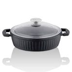 Taç TAC-4972 Valeriya Döküm Cam Kapak 24 cm Siyah Basık Tencere